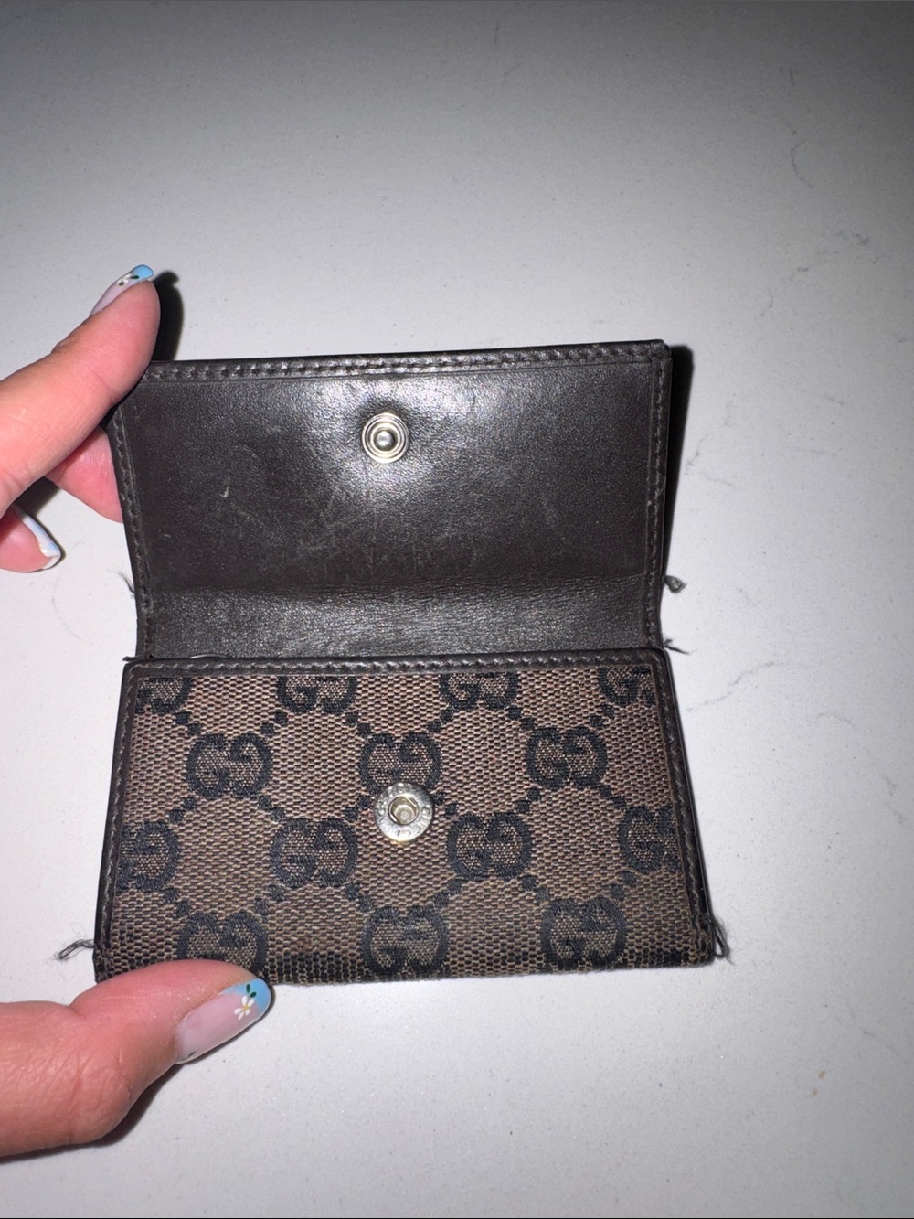Gucci Brown/Black GG Canvas Fold Key Wallet - Picture 2 of 5